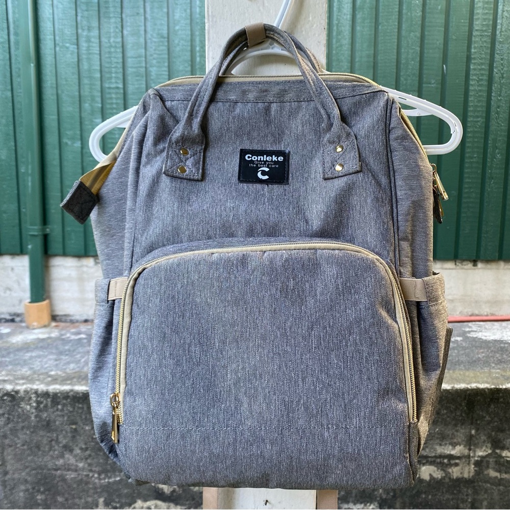 Conleke Diaper Bag Backpack for Baby Care Gray MultiFunctional Waterproof